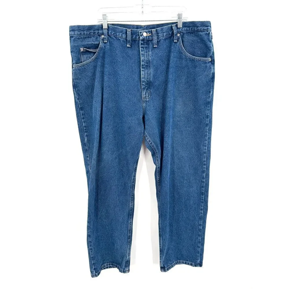 WRANGLER Men's Relaxed Fit Straight Leg Casual Denim Blue Jeans Size 44 x 30